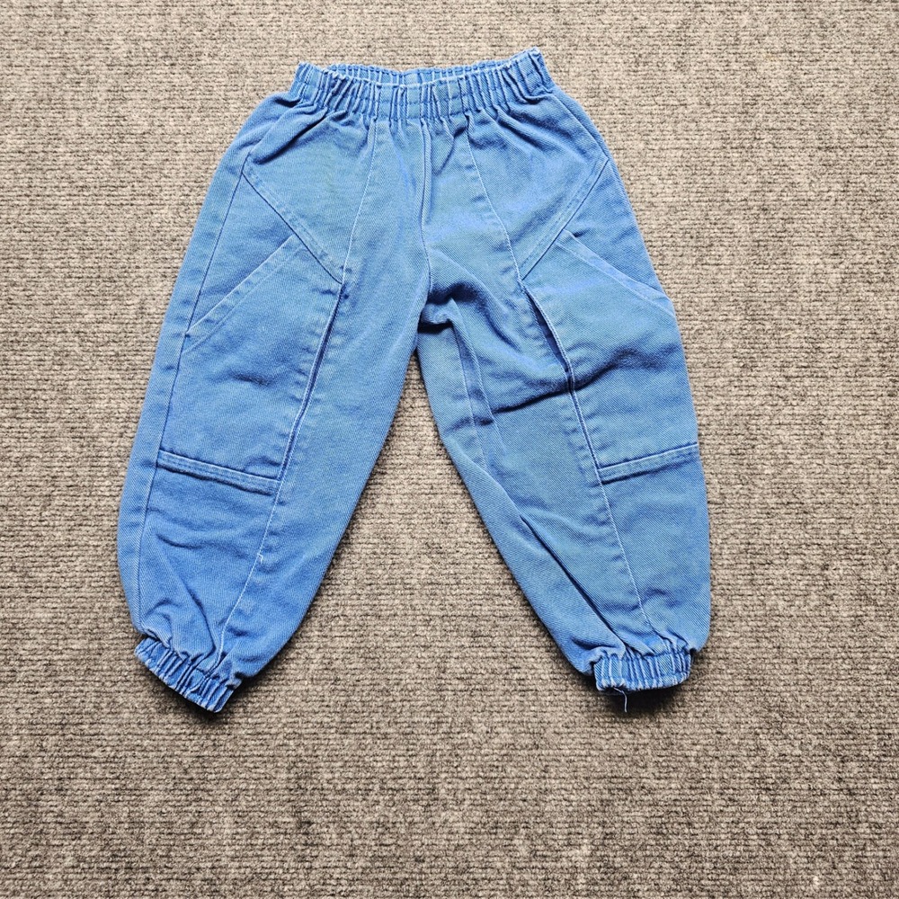 Vintage Buster Brown Blue Denim Joggers Elastic Waist Pants Toddler 18M-24M